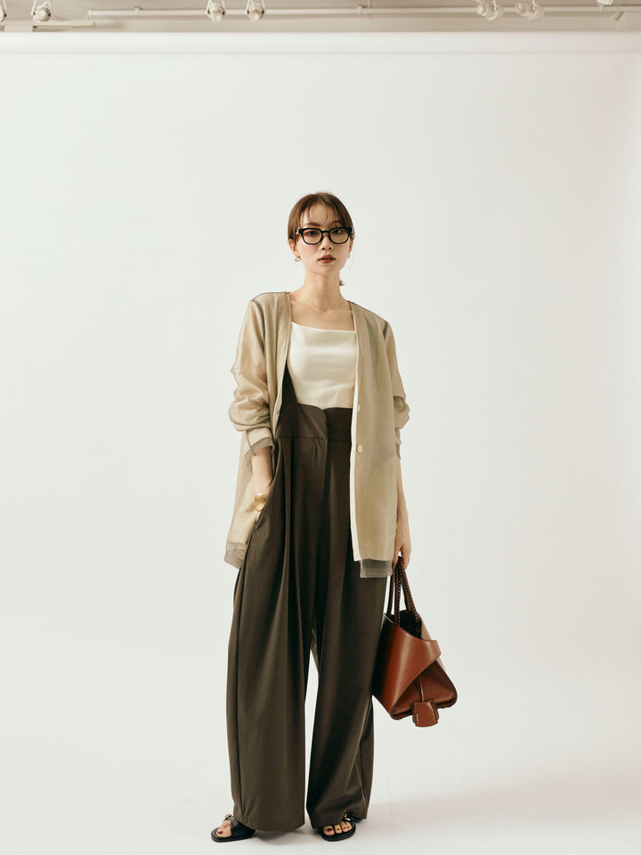 [予約]チュールレイヤードVジャケット/アイボリー