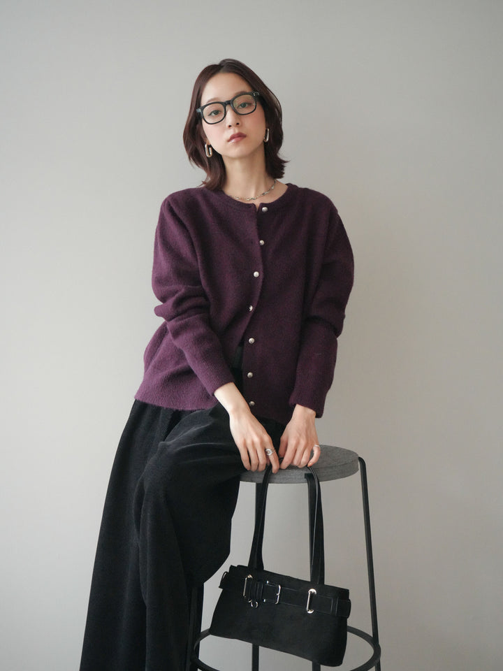 [SET]アンティークボタンニットカーディガン+ベルトデザインループコールテンワイドパンツ(ベルト付き)(2set)