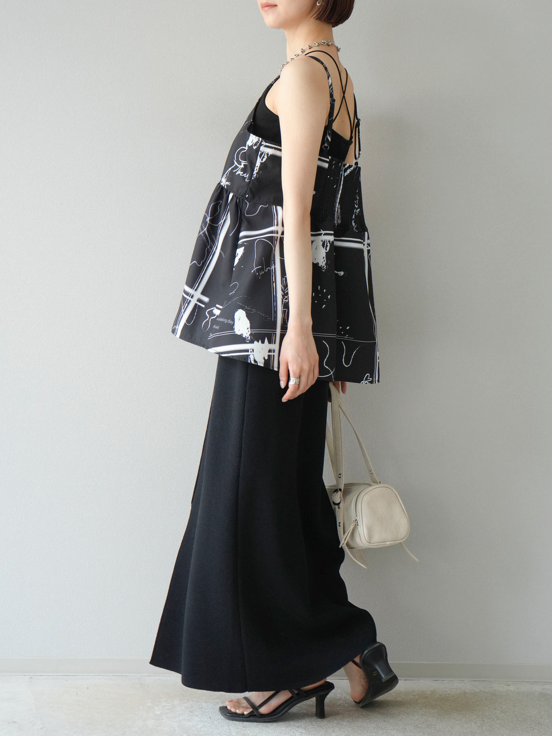 [予約]レーヨンポリIラインニットスカート/ブラック