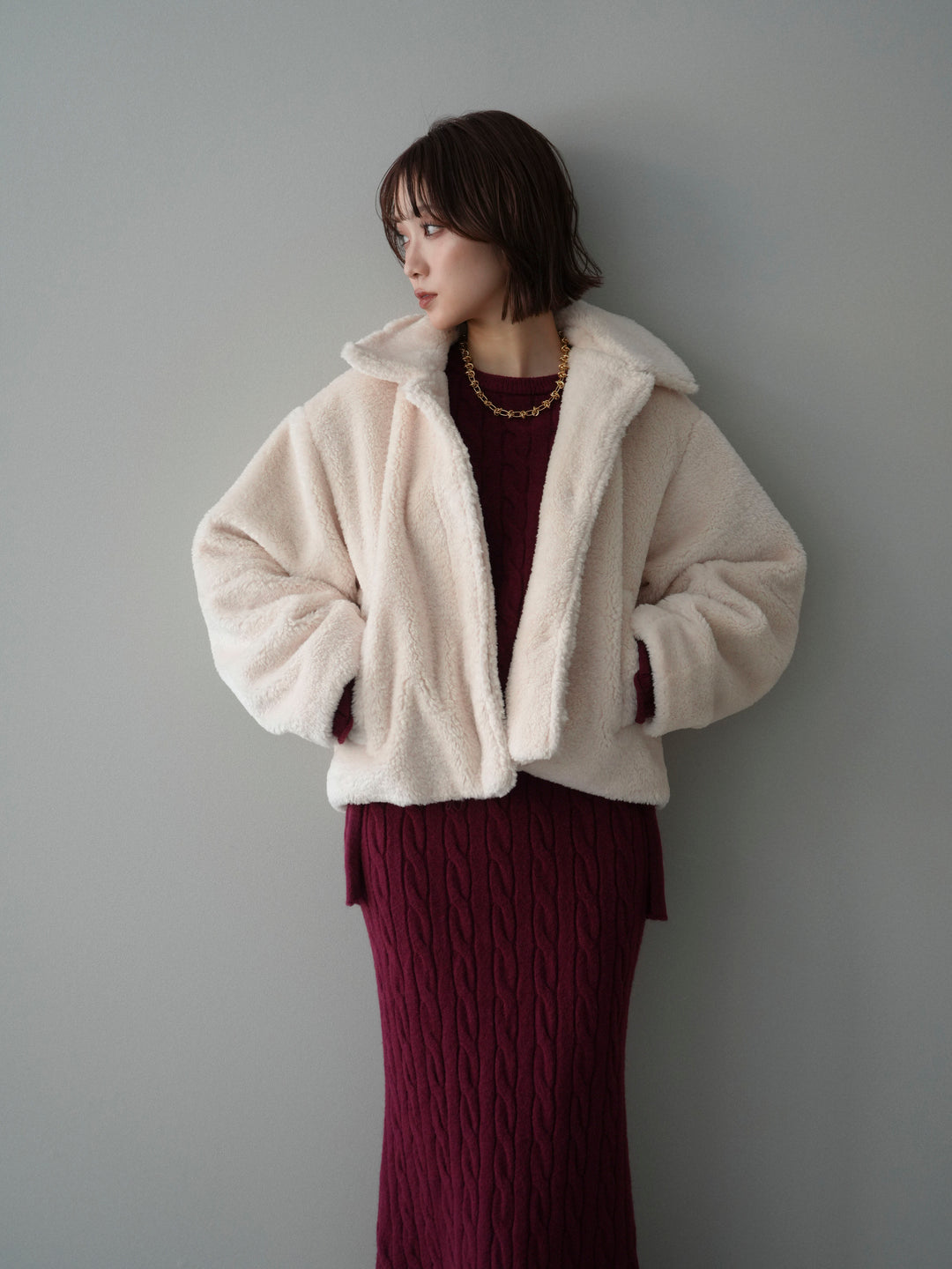 [SET]エコファーステンカラージャケット+エコファーステンカラージャケット(2set)