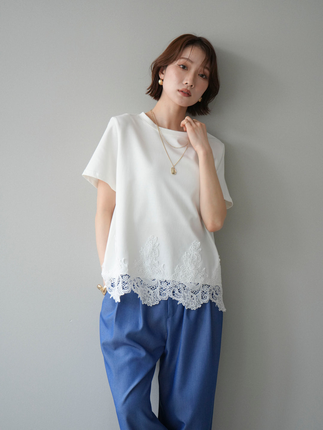 [予約]レースコンビボックスTEE/white