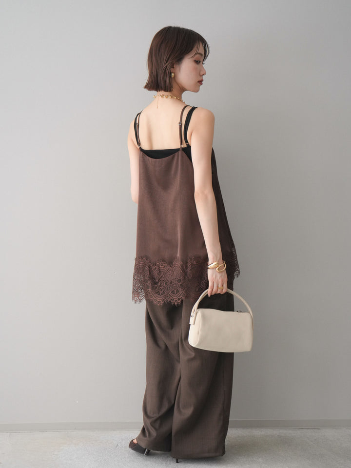 [予約]異素材ドッキングメニータックワイドパンツ/brown