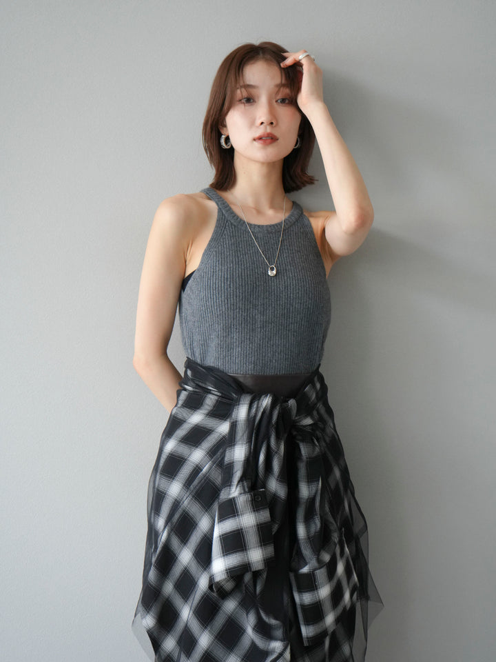[予約]リブニットアメスリタンクトップ/グレー