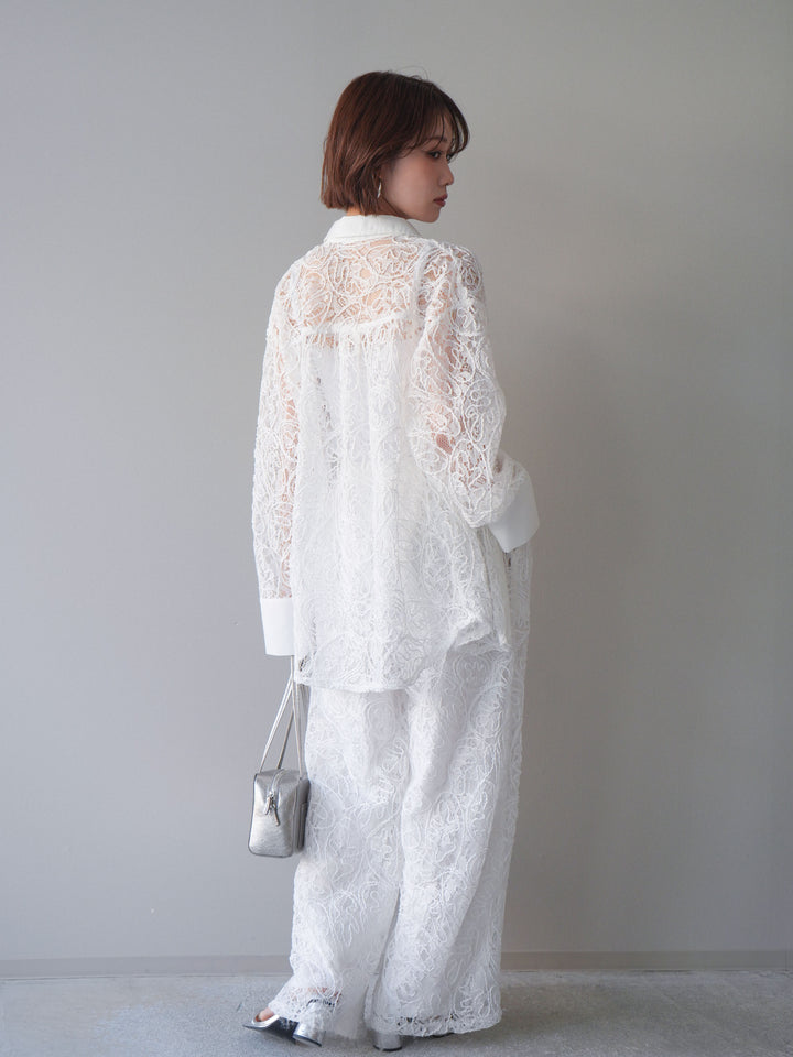 [SET]シアーコードレースオーバーシャツ+シアーコードレースイージーパンツ(2set)