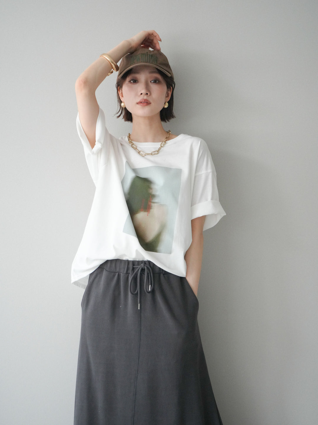 [予約]ブラーアートフォトTシャツ/off1