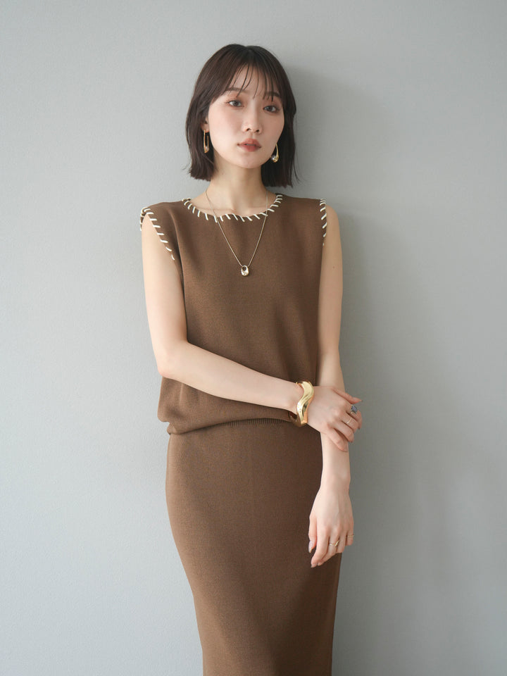 [SET] 亞麻手織套頭衫 + 亞麻手織緊身裙 (2 件套)