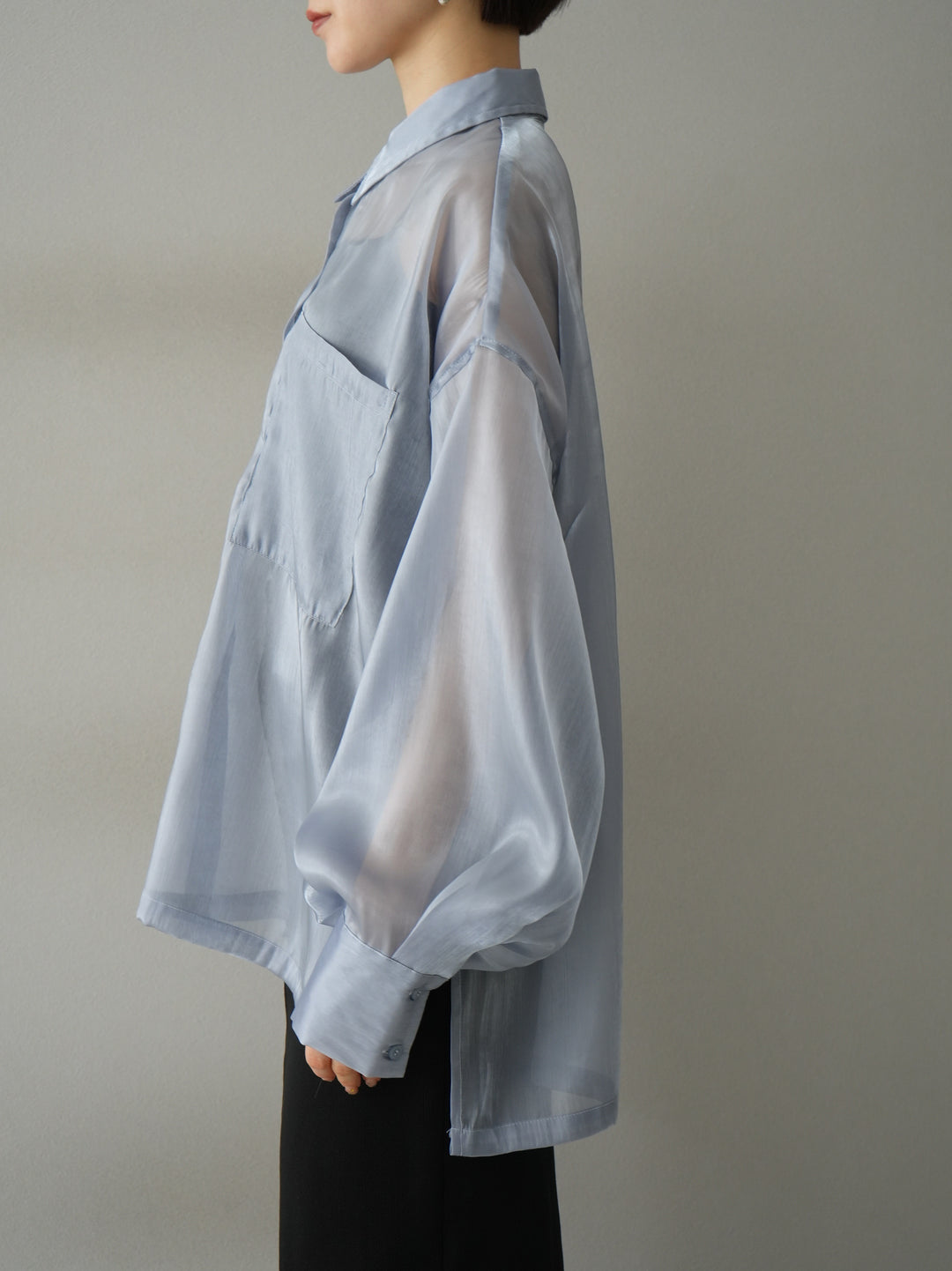 [Pre-order] Organza pocket design shirt/gray