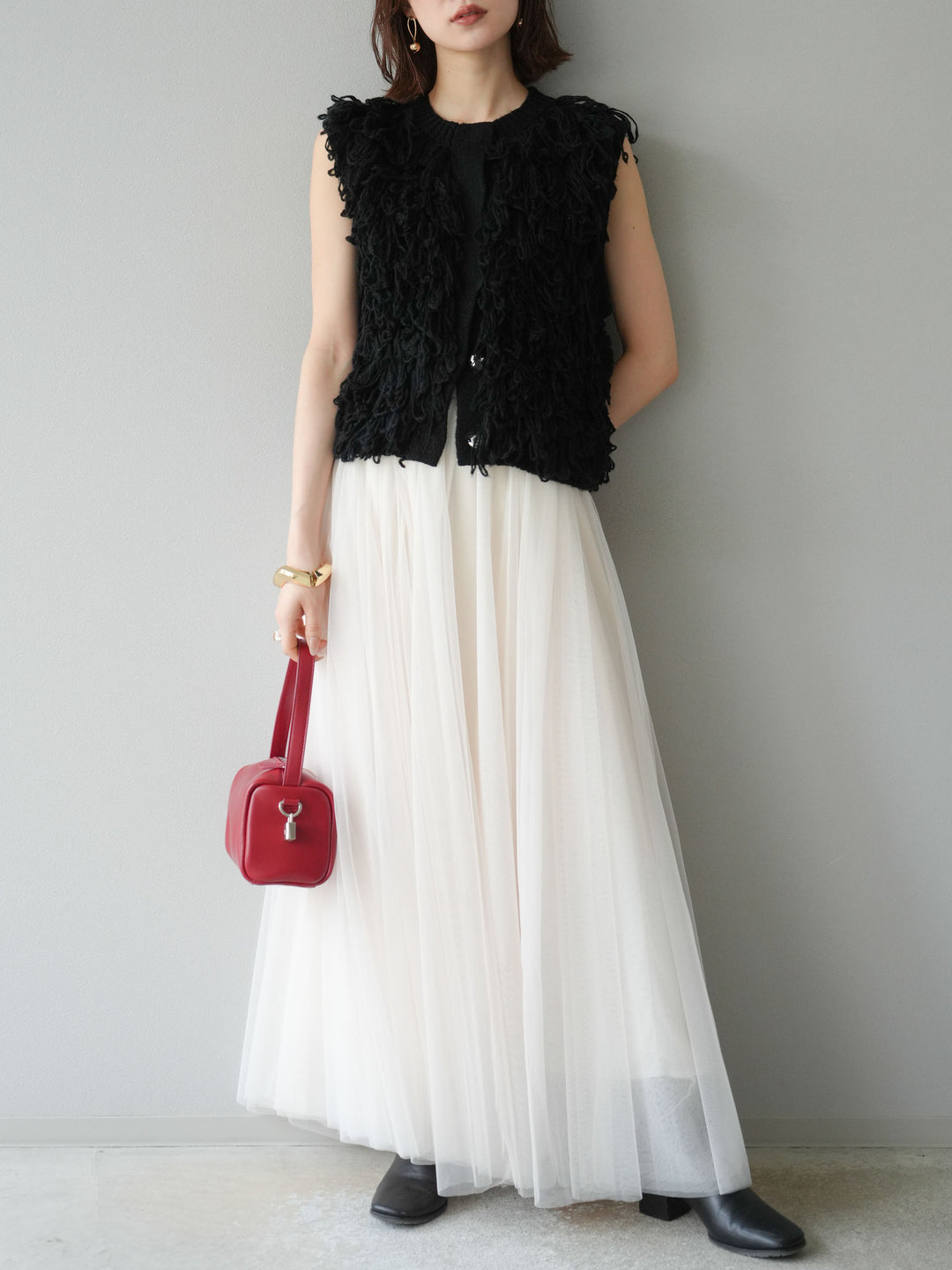 [予約]チュールボリュームスカート/アイボリー