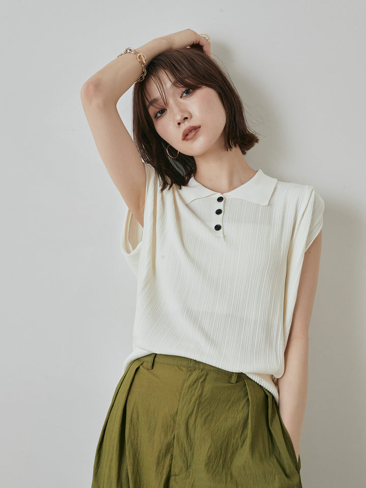 [予約]ランダムリブポロニットベスト/オフ