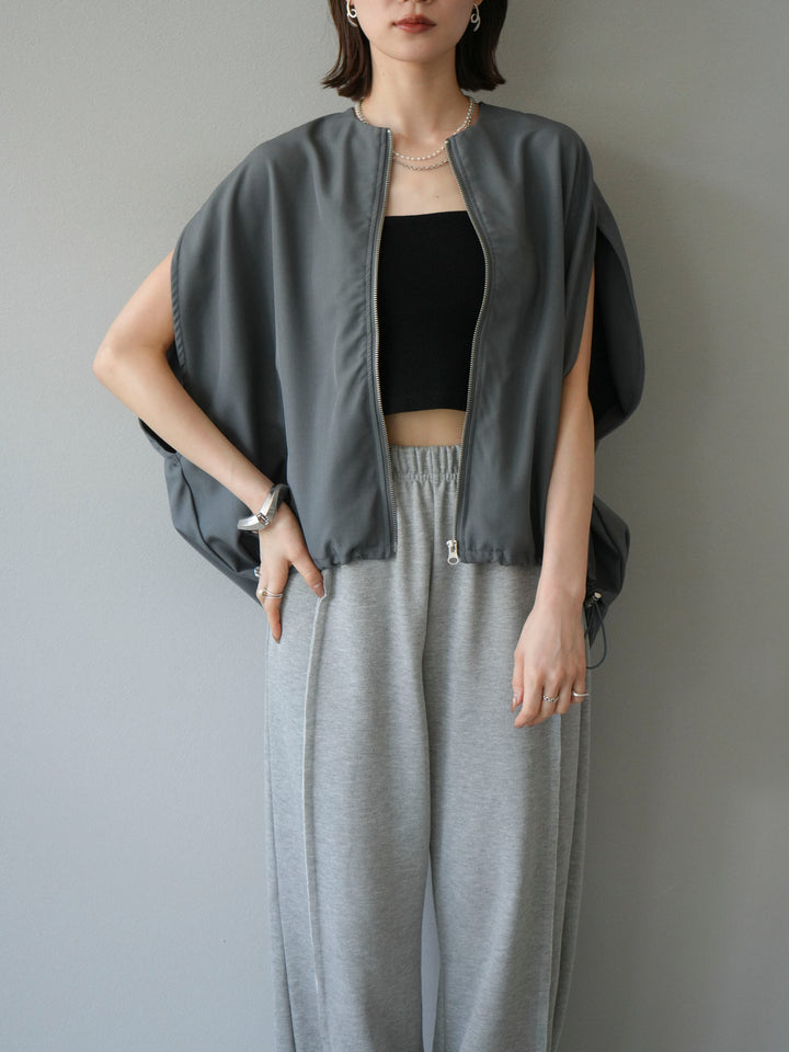 [予約]スリーブレスドロストZIPブルゾン/グレー