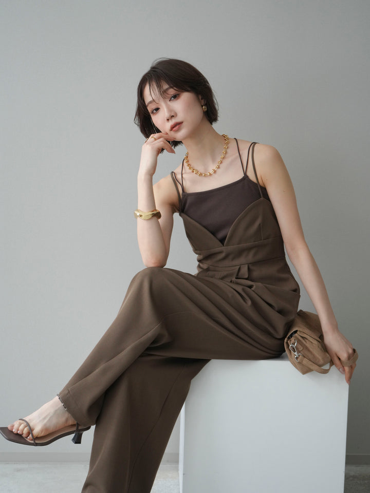 [予約]バックデザインサロペット/brown