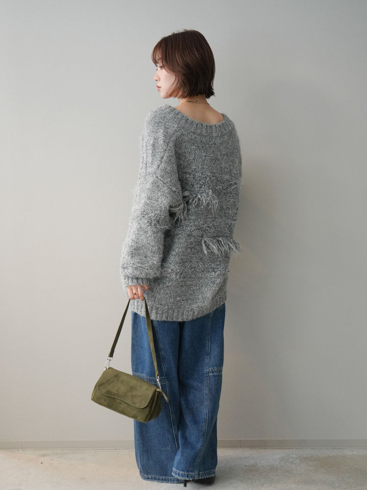 [予約]裏起毛加工デニムカーブパンツ/blue