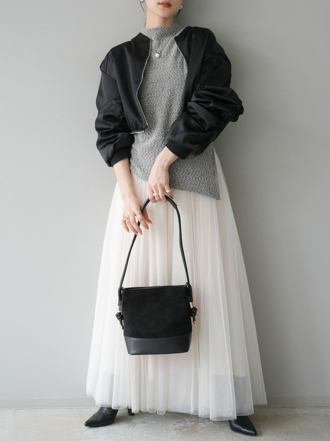 [予約]チュールボリュームスカート/アイボリー