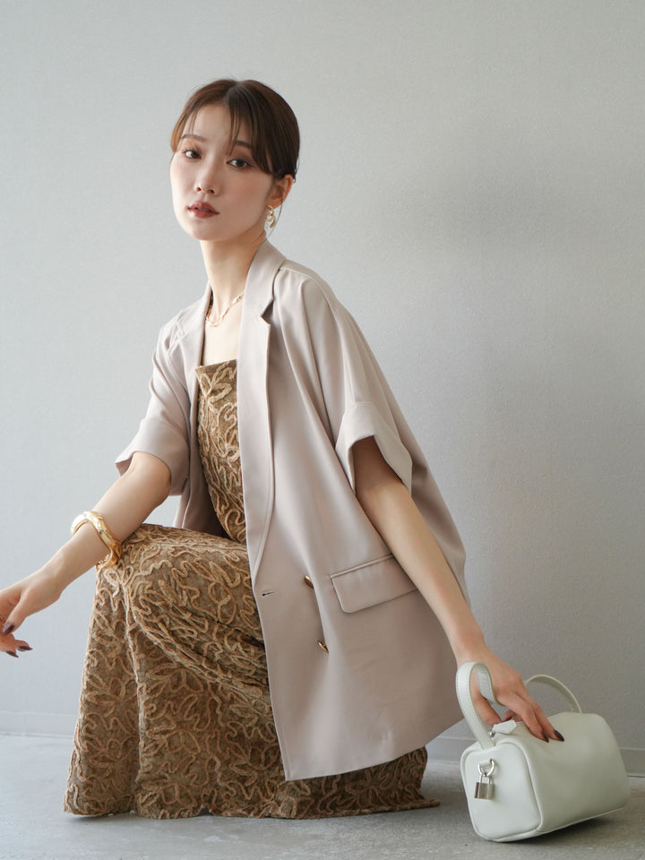 [預購] 金色扣款半身外套/米色