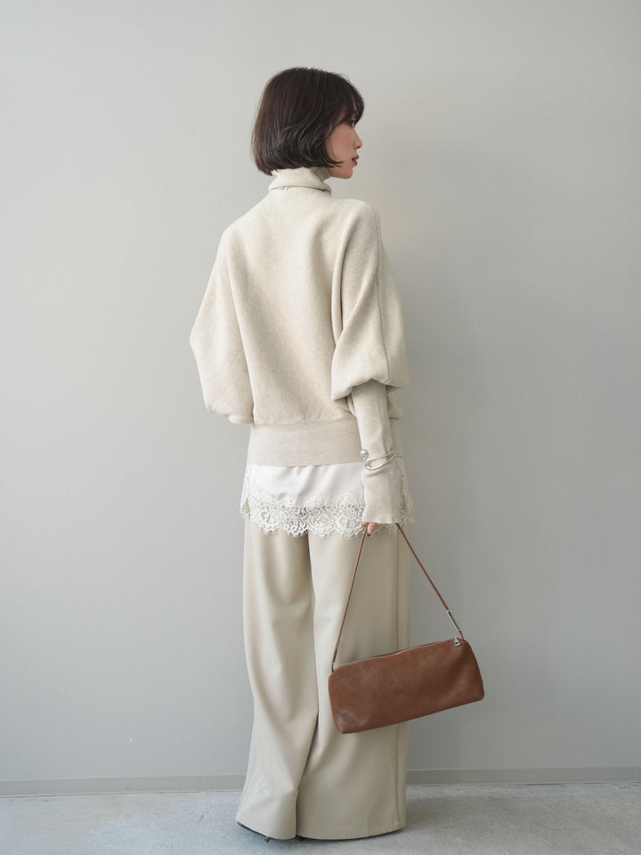 [予約]ウエストレースタックワイドパンツ/ivory