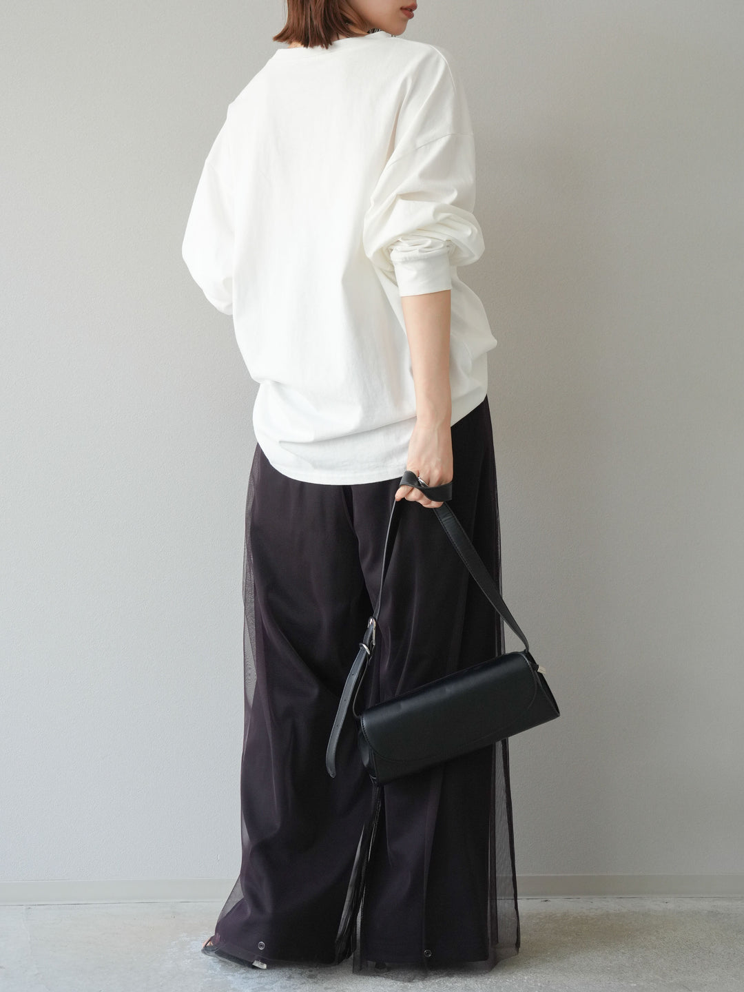 [予約]チュールワイドパンツ/ブラウン