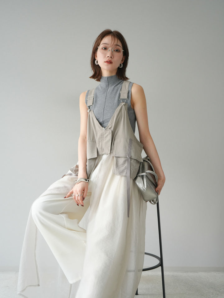 [予約]タクティカルベストオーガンザワンピース/グレージュ