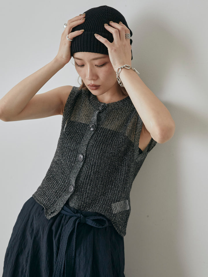 [予約]コードラメニットベスト/ブラック