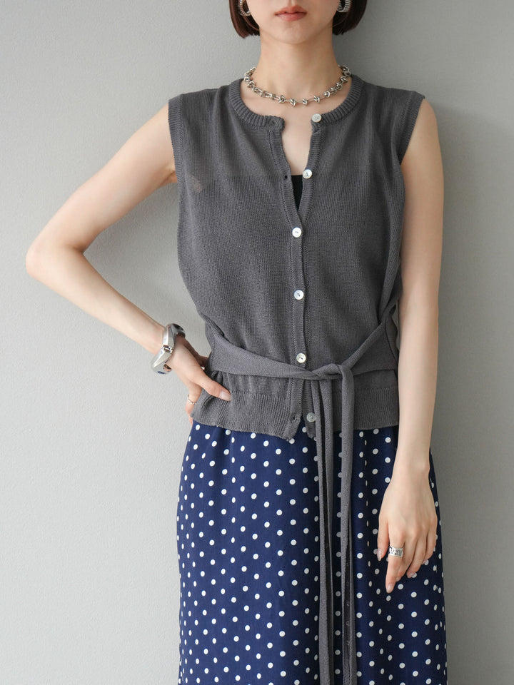 [予約]ウエストベルトニットベスト/チャコール