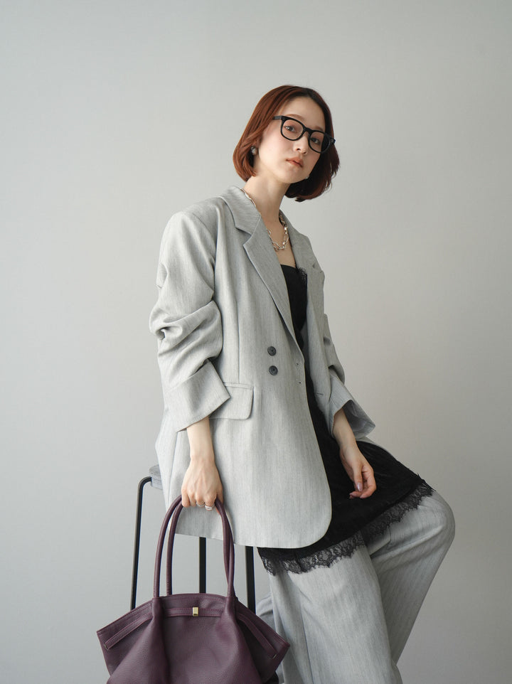 [予約]ダブルボタンヘリンボーンジャケット/lightgray