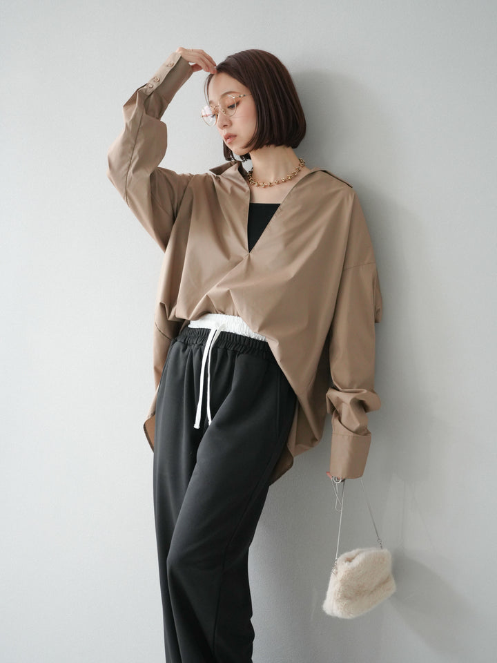 [予約]ブロードディープスキッパーブラウス/ベージュ