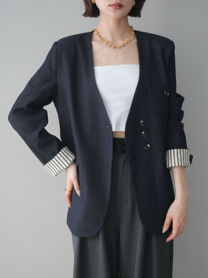 [SET]ノーカラージャケット+選べるアクセセット(2set)