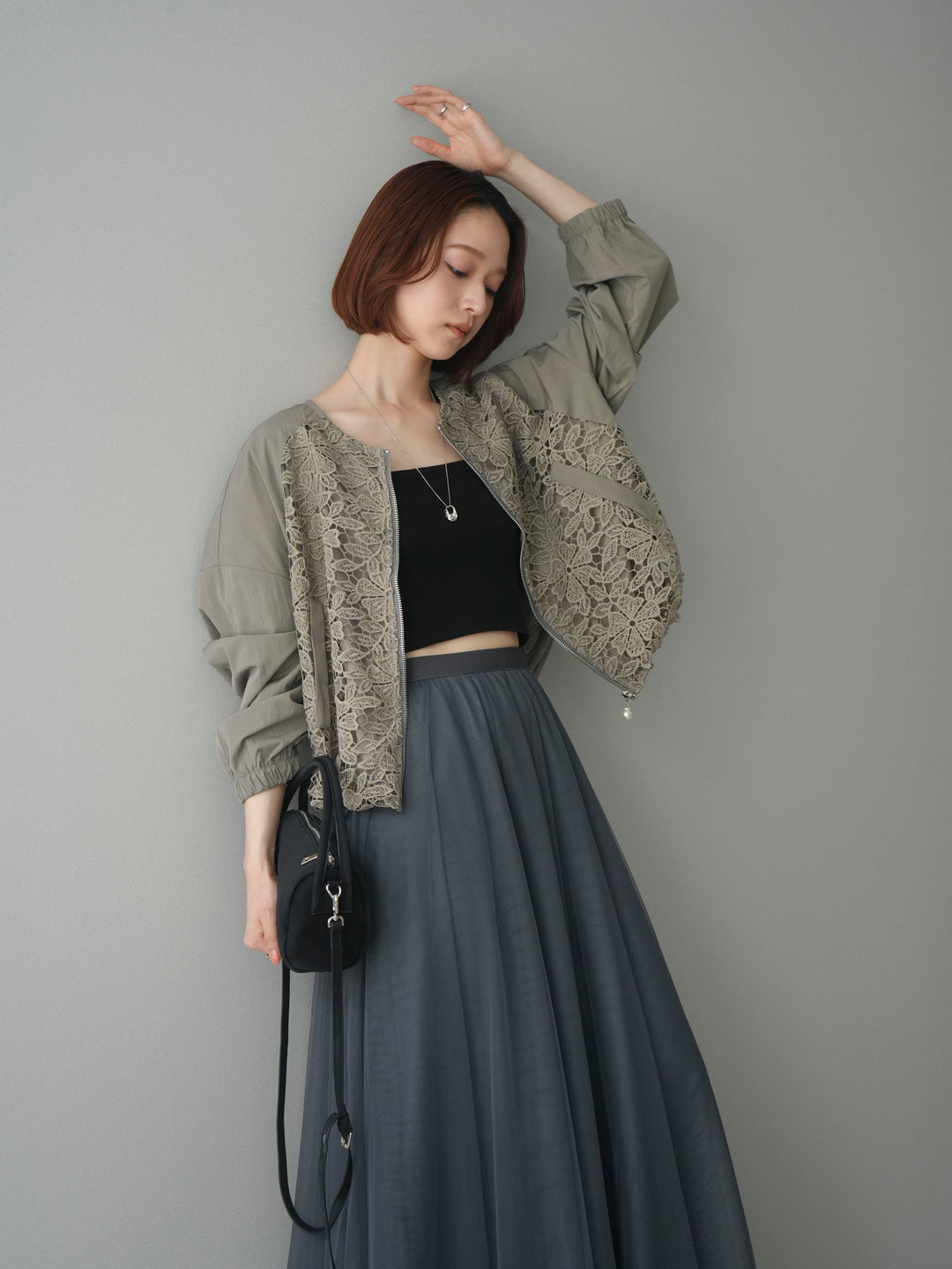 [SET]レースドッキングブルゾン+選べるアクセセット(2set)