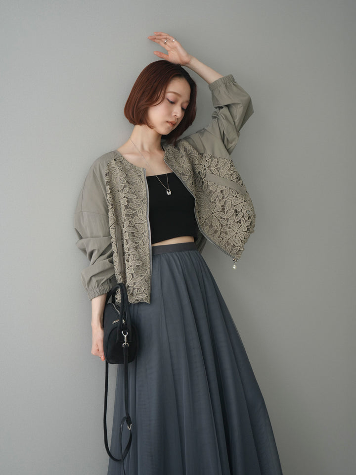 [SET]レースドッキングブルゾン+選べるアクセセット(2set)