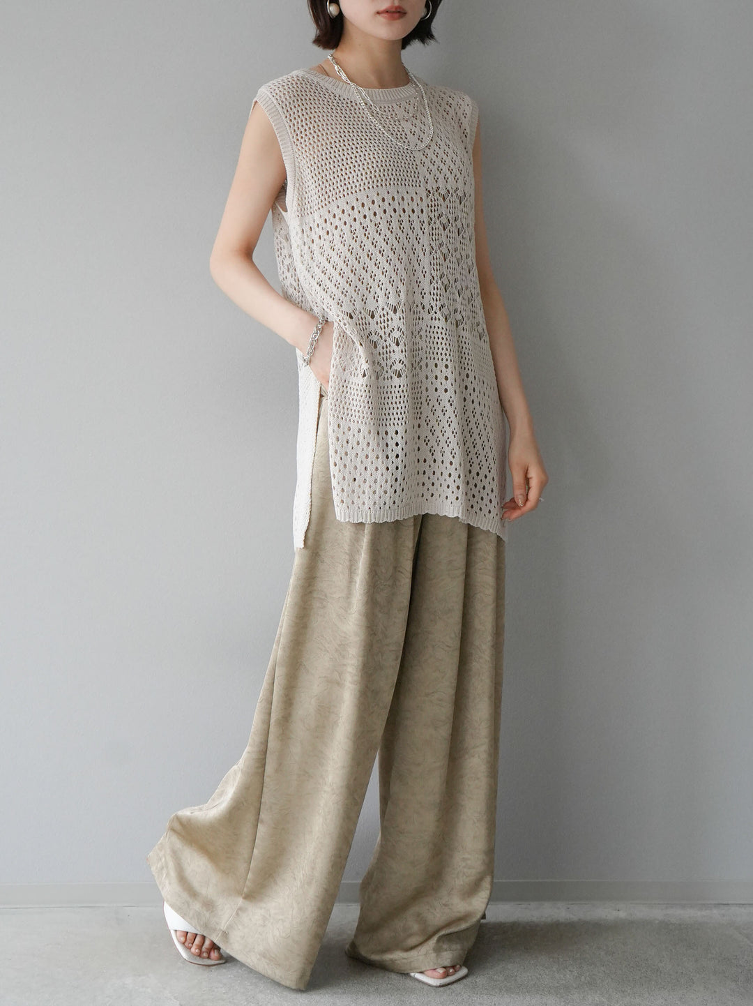 MARKAWARE 21SS ワイドパンツ ベージュ さき