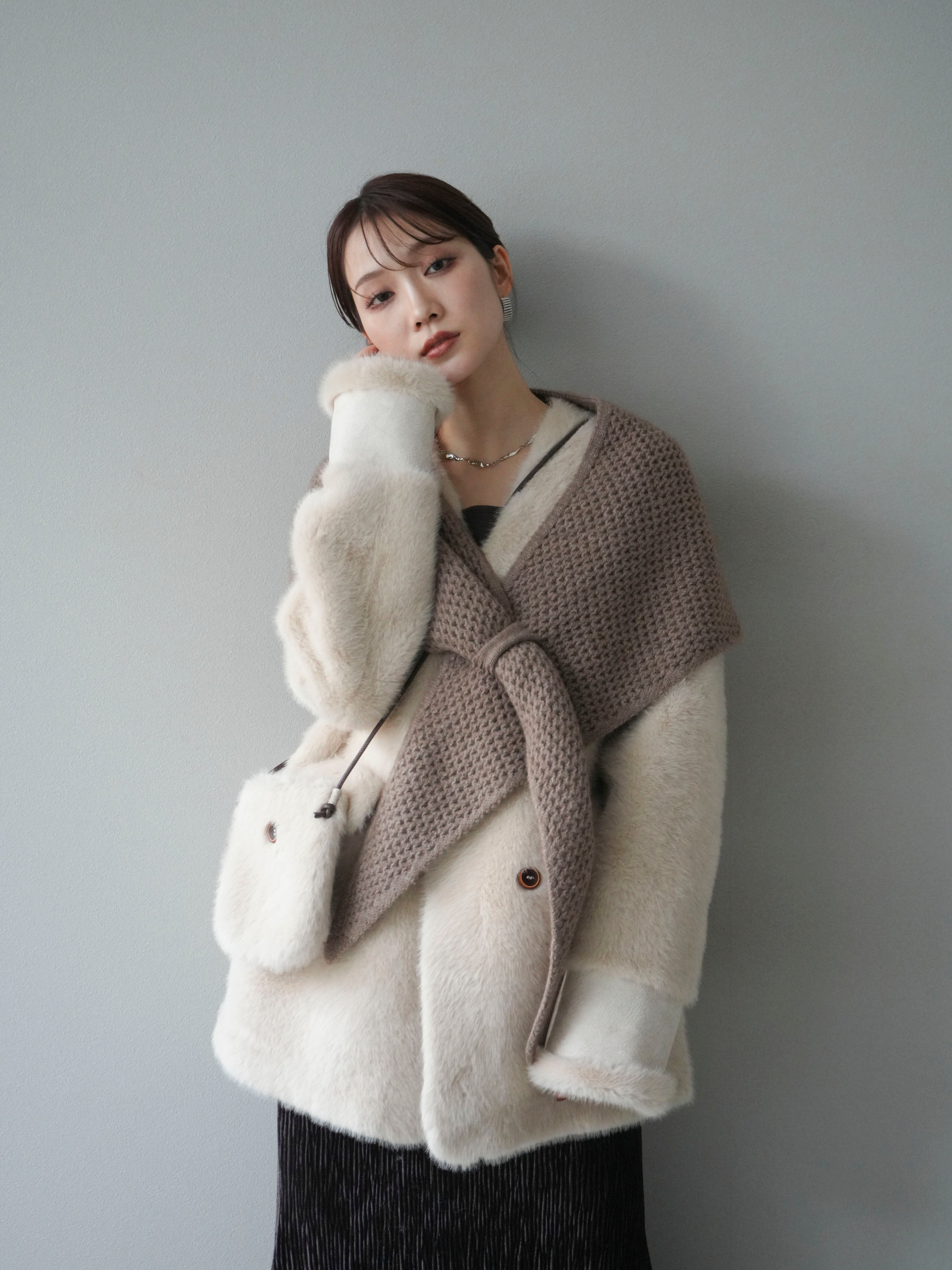 バッグ付エコファーノーカラーコート ベージュ/lumier同型 予約]バッグ付エコファーノーカラーコート/beige – Lumier