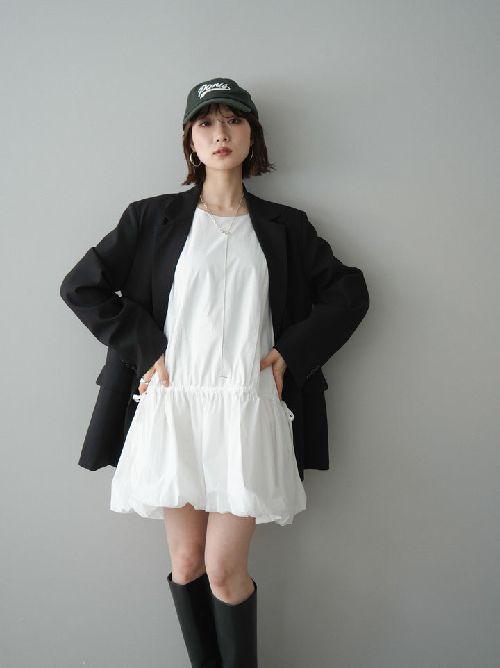 [SET]ノースリバルーンミニワンピース+ダブルブレストオーバージャケット(2set)
