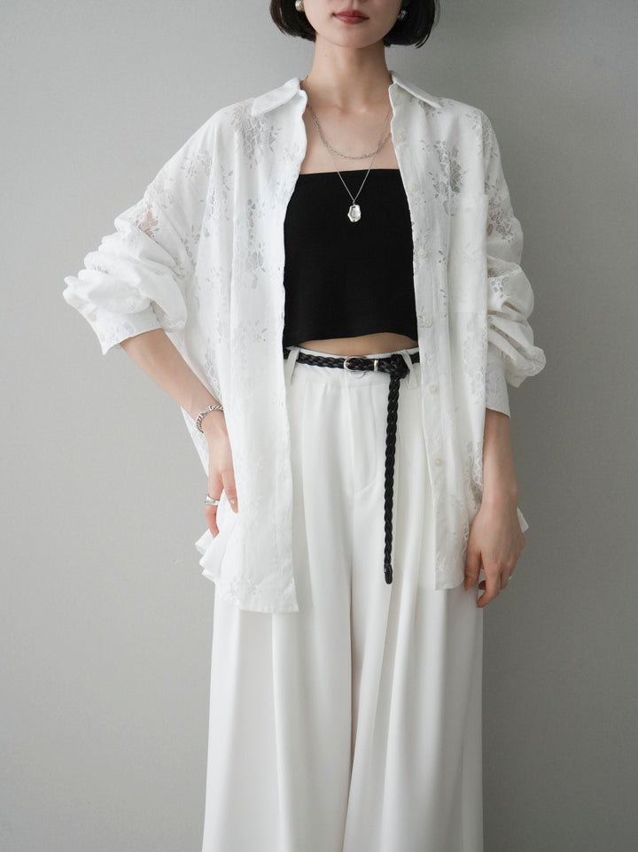 [SET]ジャガードレースオーバーシャツ+選べるアクセセット(2set)