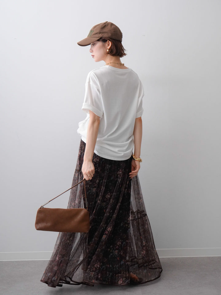 [SET]ニュアンスフォトTEE+フラワーチュールギャザースカート(2set)