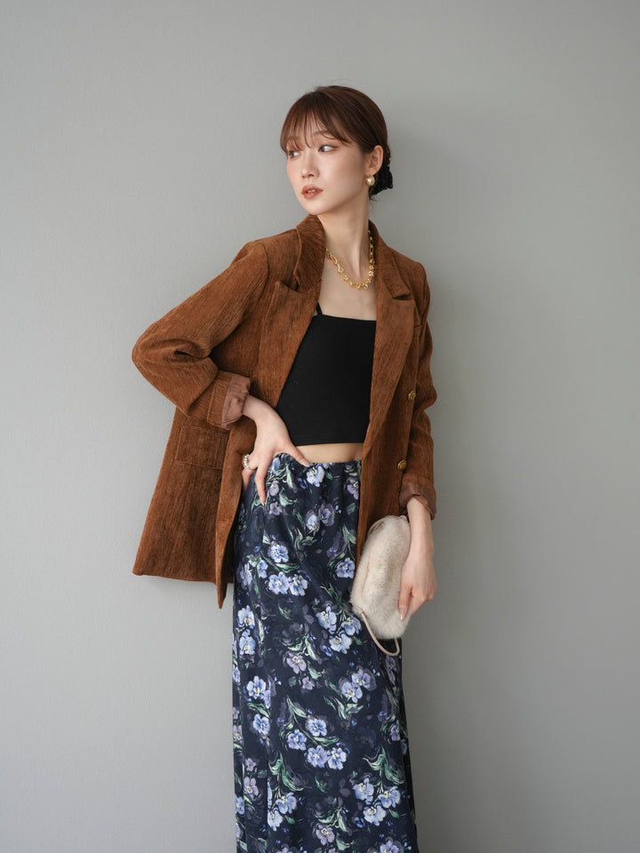 [予約]ベロアダブルジャケット/キャメル