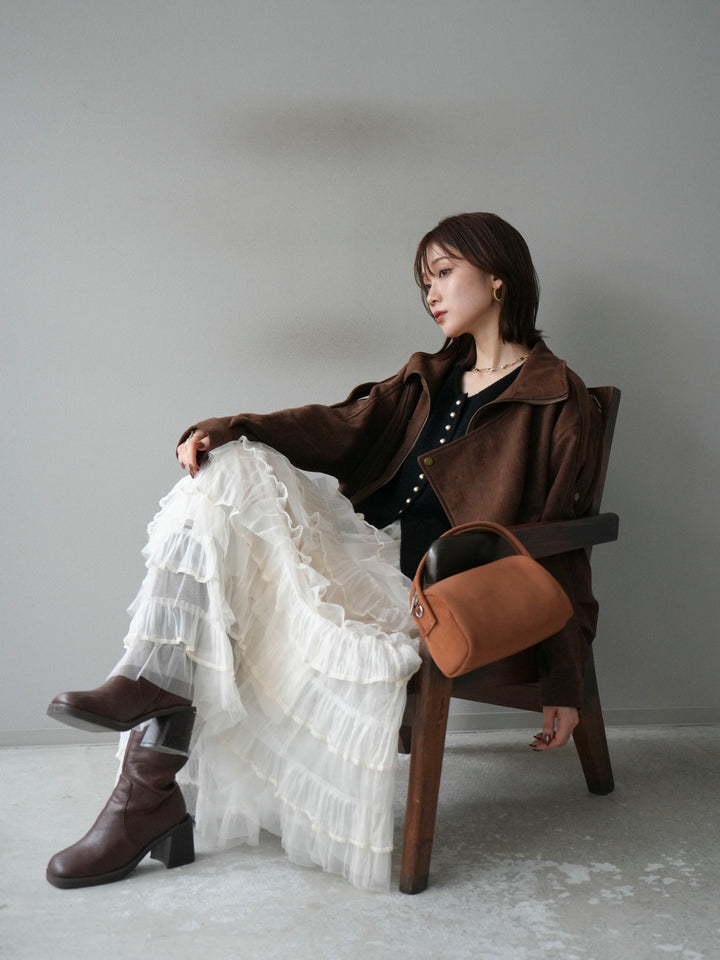 [予約]スエードライダースジャケット/ブラウン