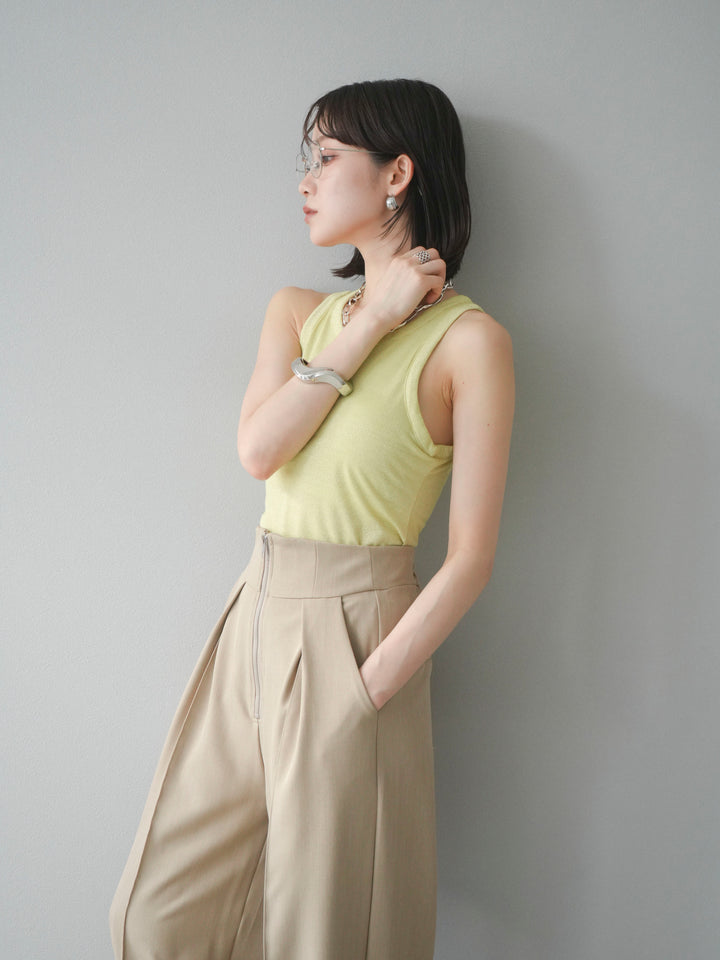 [予約]カップ付きラメアメスリブラトップ/イエロー