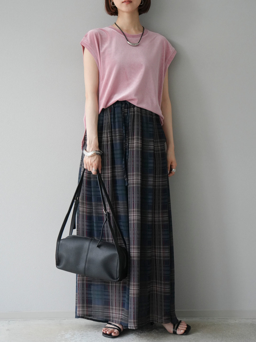 [予約]シアーフロッキーベロアルーズノースリーブTシャツ/ピンク