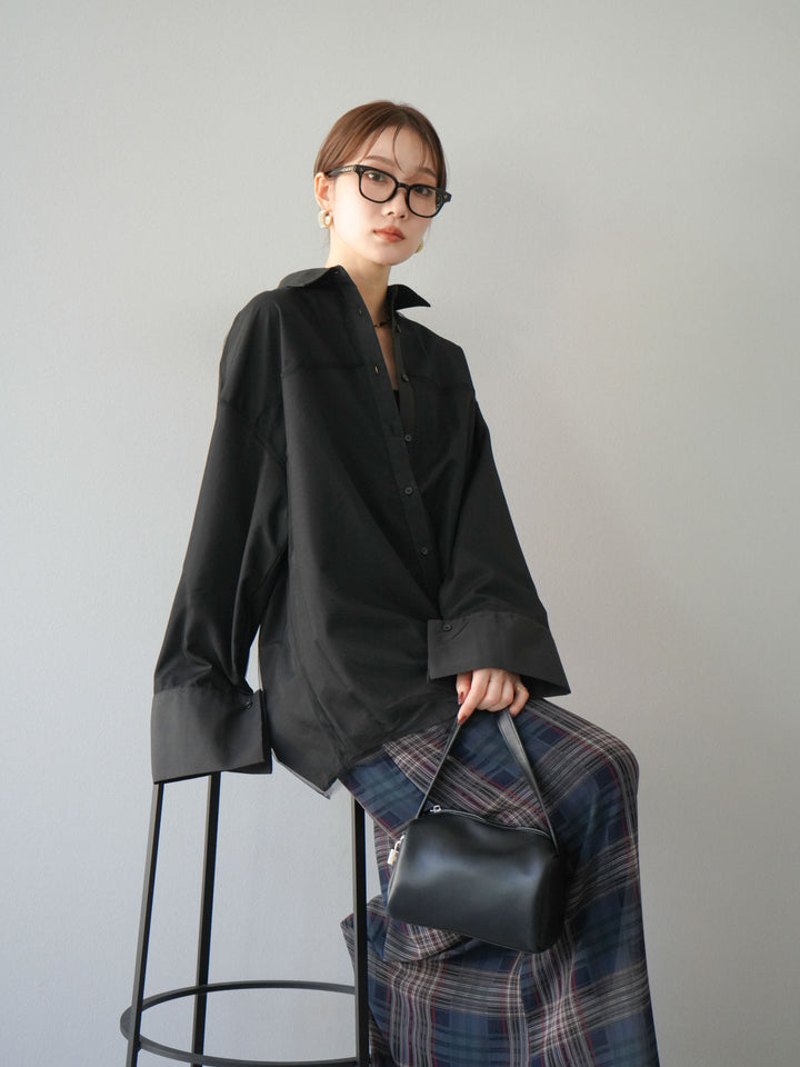 [予約]チュールドッキングブロードシャツ/ブラック
