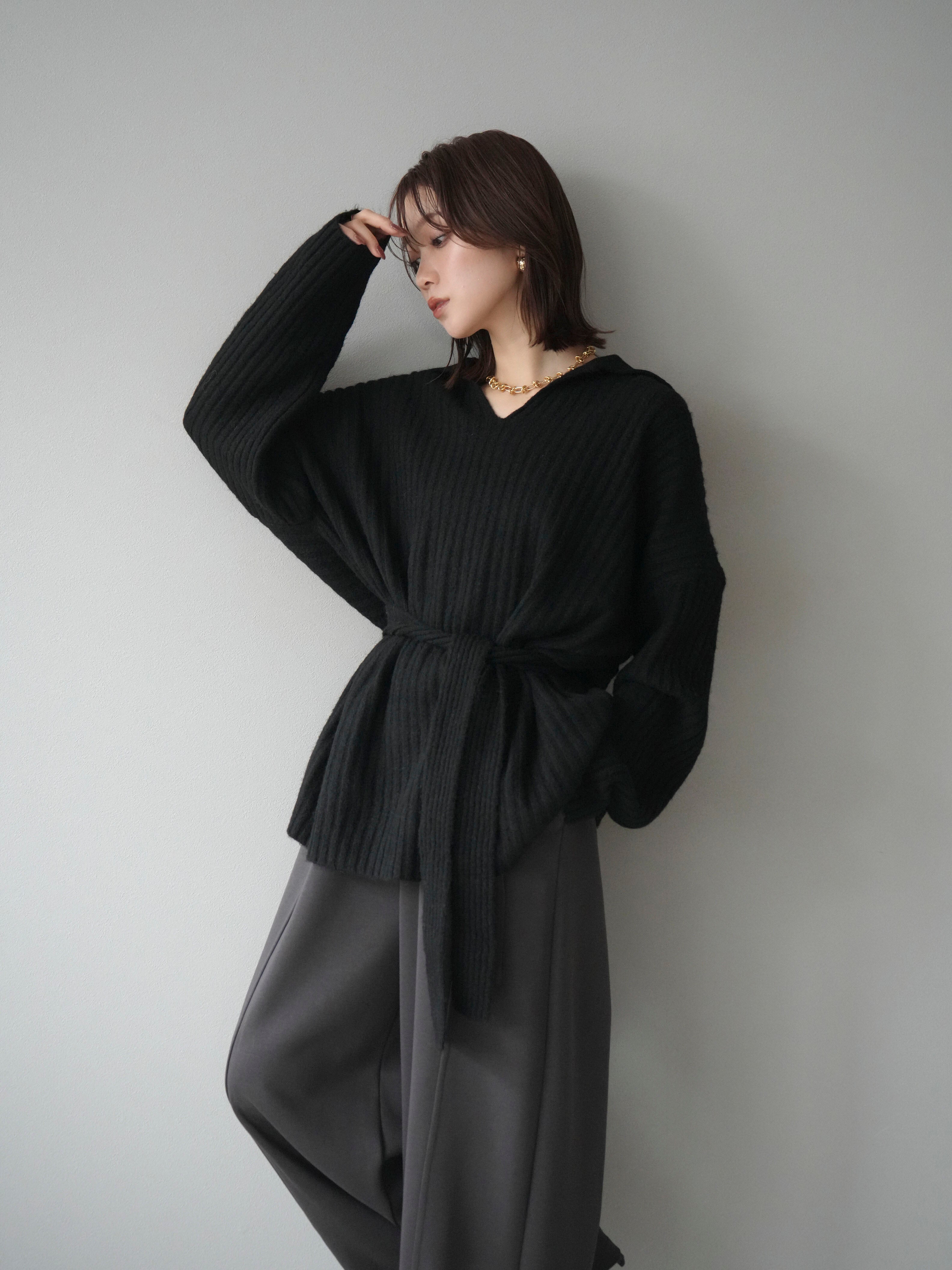 予約]ワイドリブポロニットプルオーバー/black – Lumier