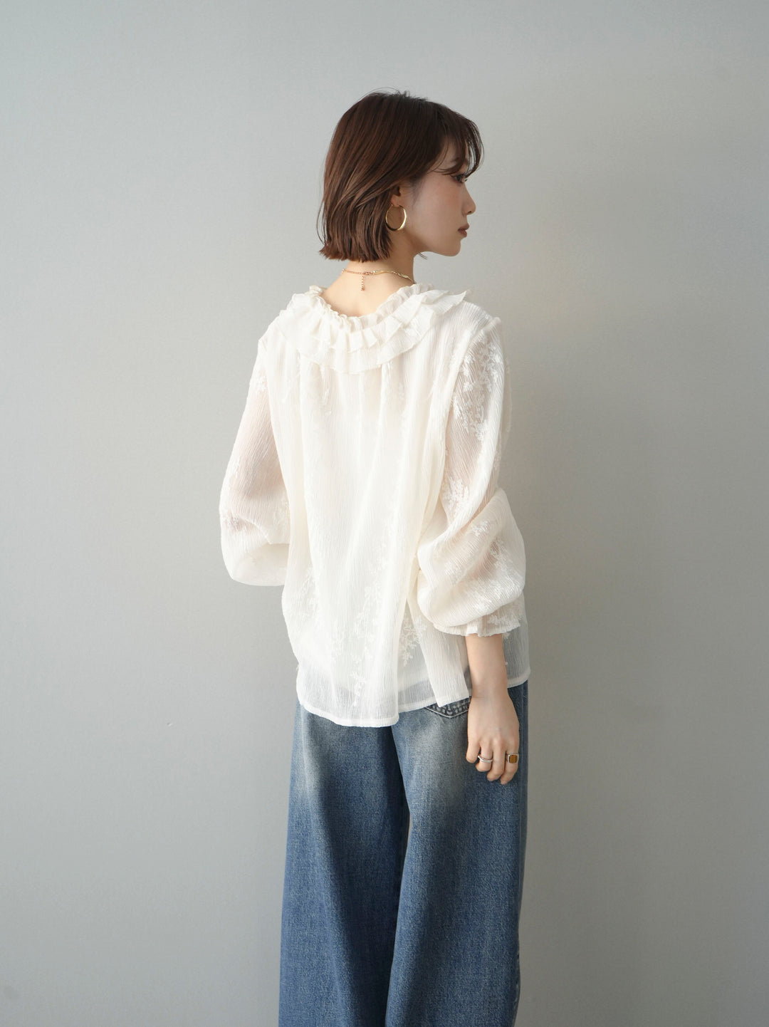 [予約]楊柳ラッフルフリルカーディガン/ivory