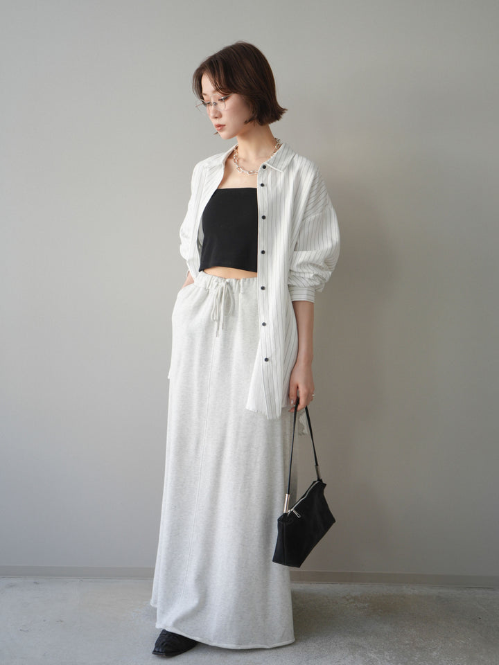 [SET]2WAYカシュクールストライプブラウス+スウェットフレアロングスカート(2set)