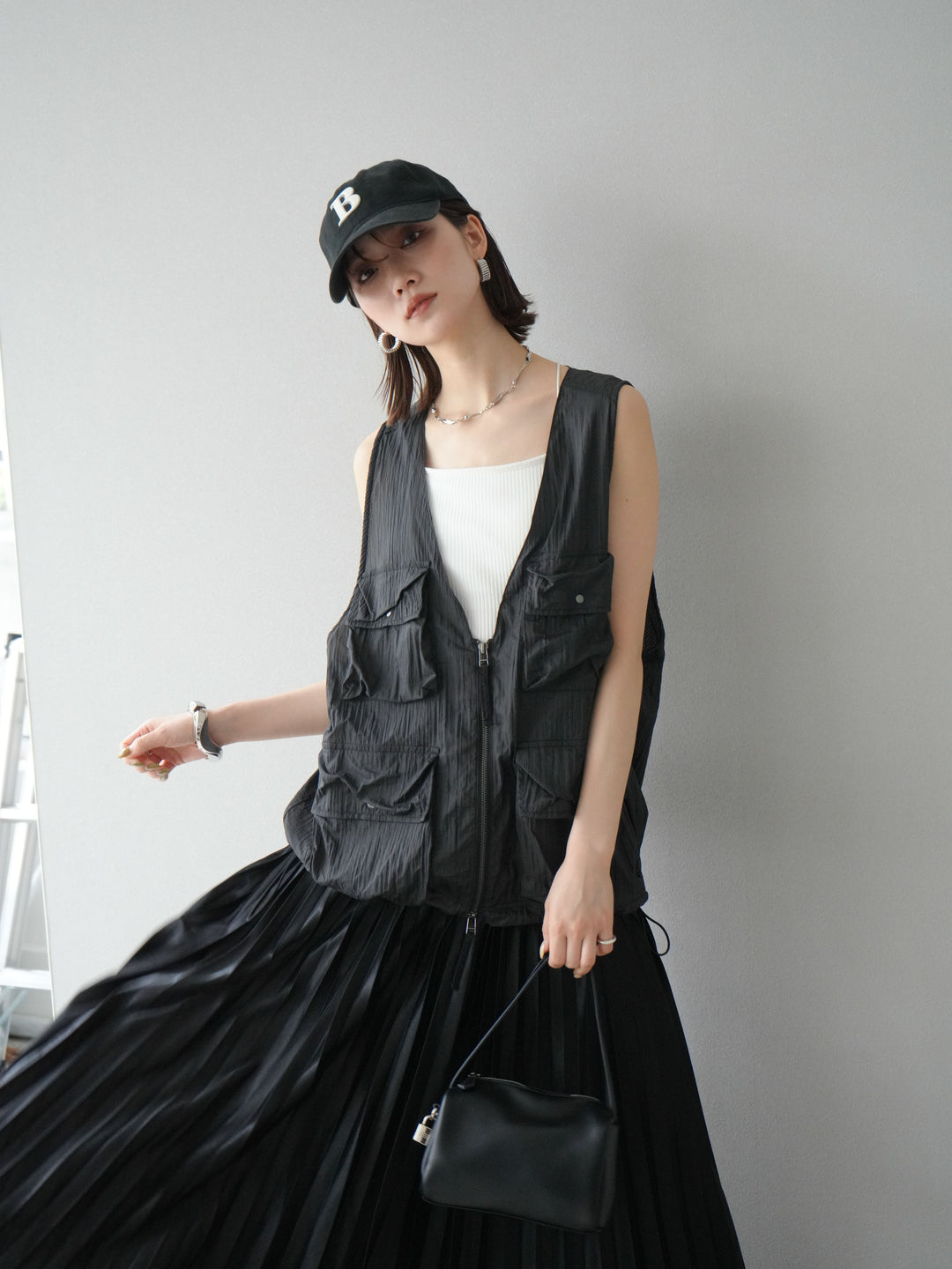 [予約]ナイロンBIGポケットシアーベスト/チャコール