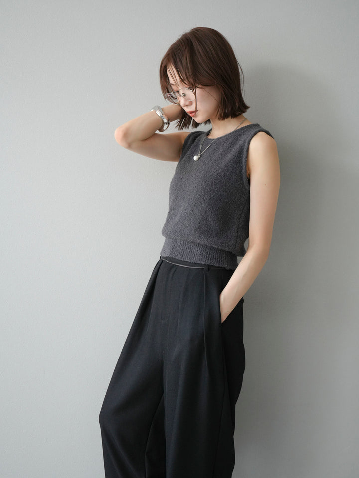 [予約]ブークレニットタンクトップ/チャコール