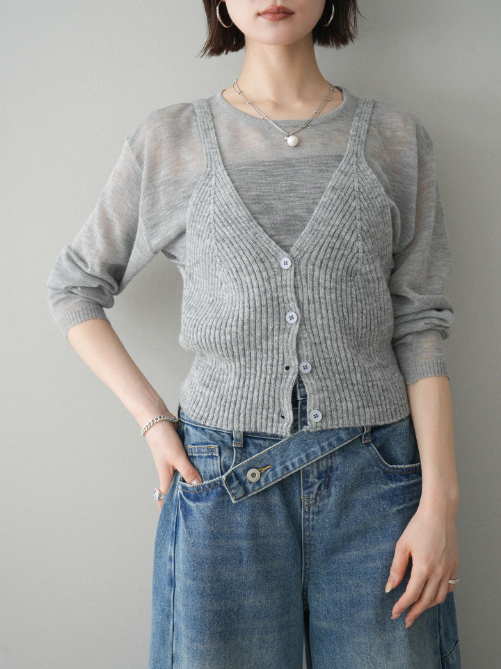 [予約]ビスチェアンサンブルシアーニット/gray