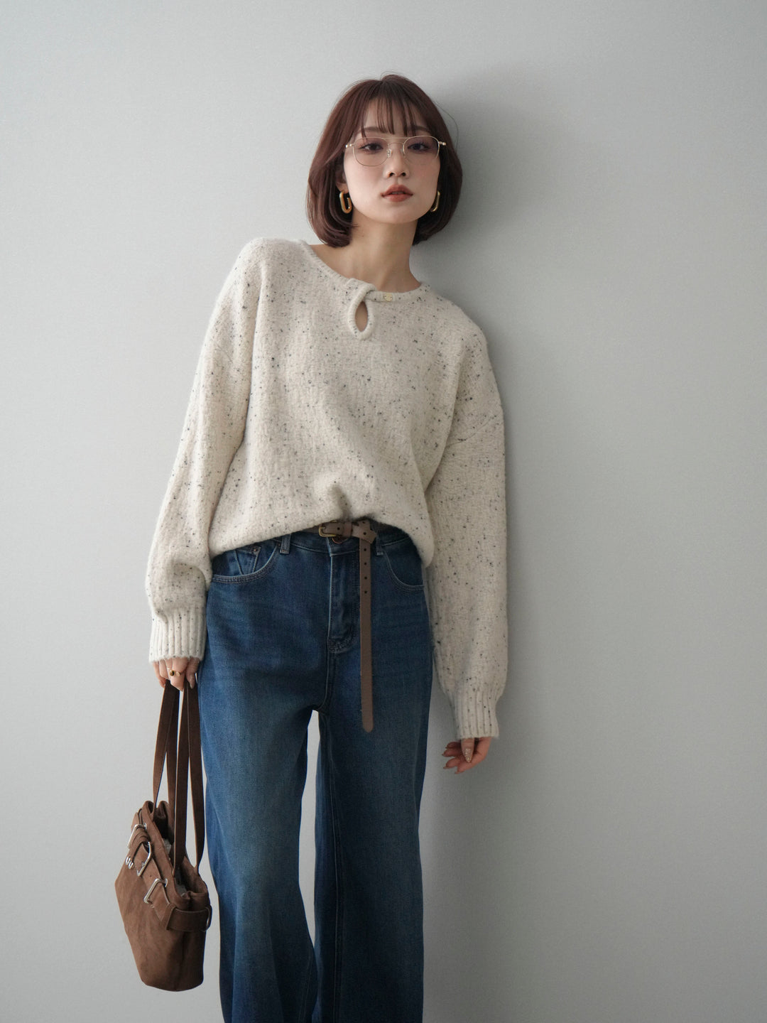 [SET]ツイストネックラメネップヤーンニットプルオーバー+ツイストネックラメネップヤーンニットプルオーバー(2set)