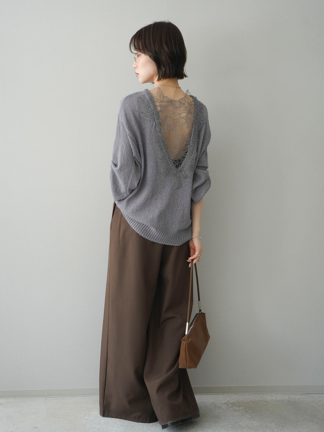 [予約]ダブルバックルベルト付ワイドパンツ/mocha