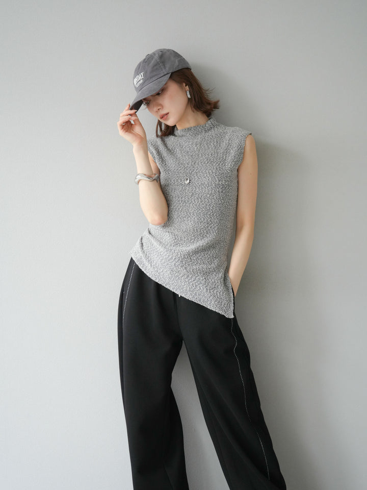 [予約]ブークレアシメニットノースリーブトップス/グレー