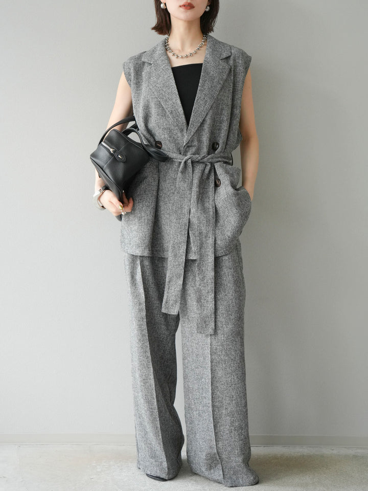 [預購] 混合粗呢背心/黑色