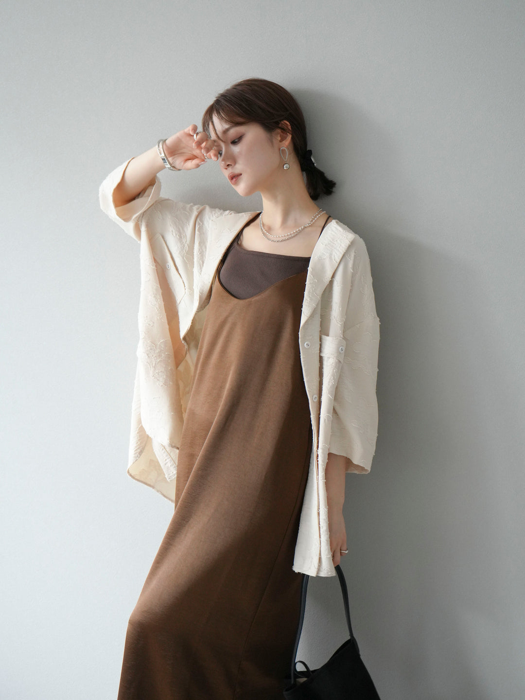 [予約]ジャガードハーフスリーブシャツ/アイボリー