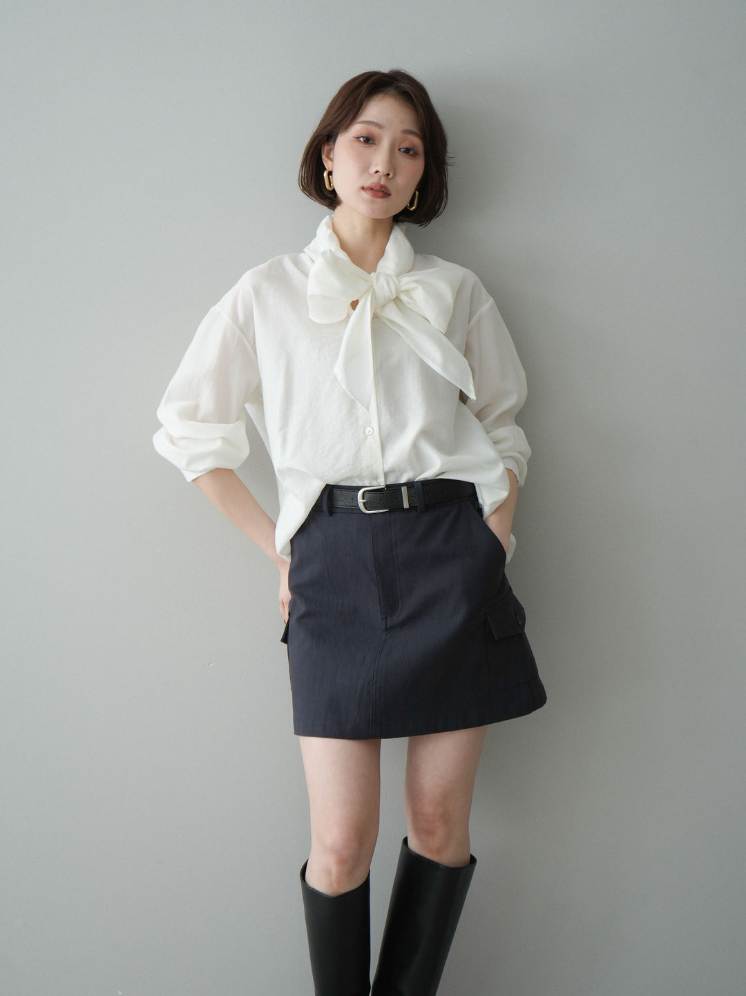 [予約]シアーボウタイブラウス/ivory